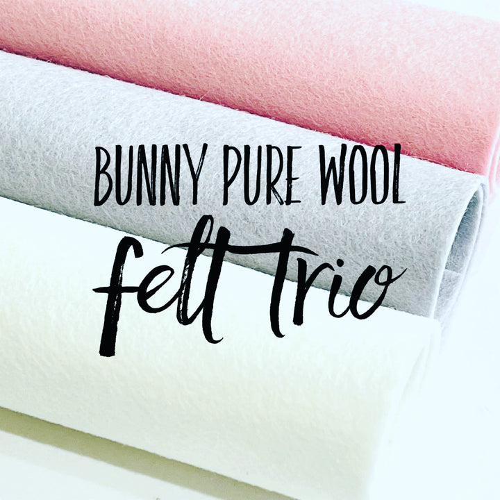 Bunny Trio Pure Merino Wool Felt Bundle