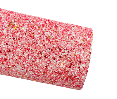Pink and Orange Mixed Chunky Glitter Leather