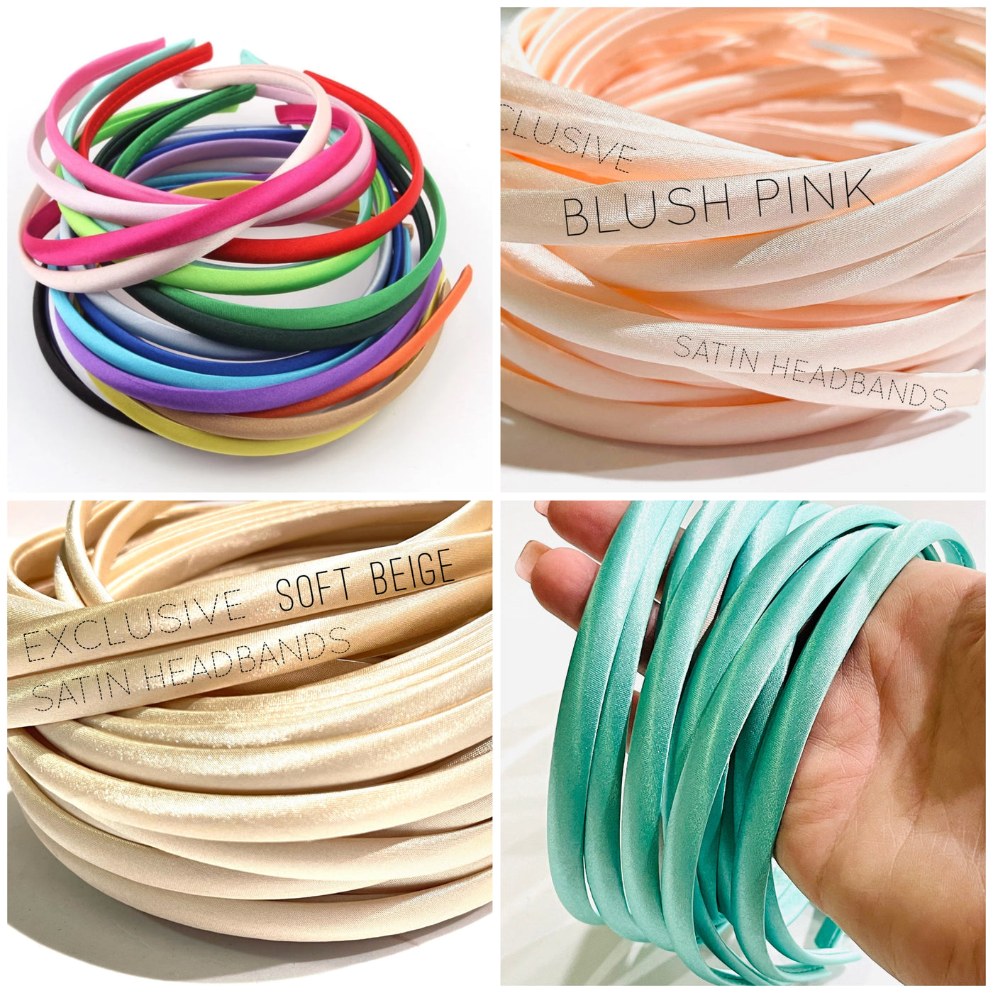 10mm Satin Covered Alice Headbands - 32 Colours