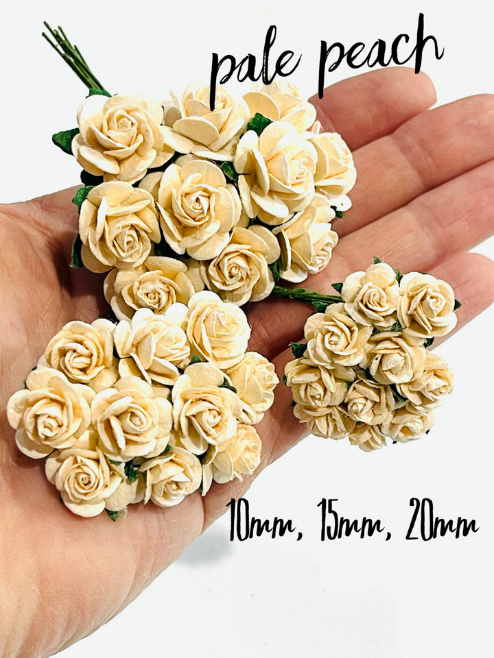 Pale Peach Mulberry Paper Roses - 10mm, 15mm, 20mm