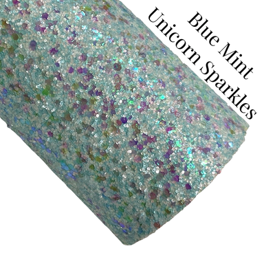 Unicorn Sparkles Chunky Glitter Leather Fabric 8 Sheet Bundle