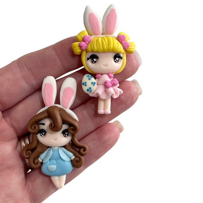 Easter Dressed Girl bow clays  - choice of 2 - Gorgeous Maker