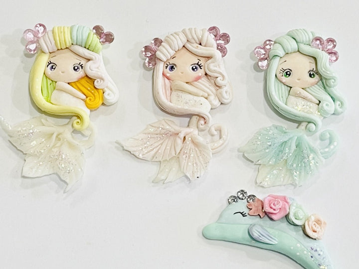 Mermaid Princesses Bow Clay Embellishments