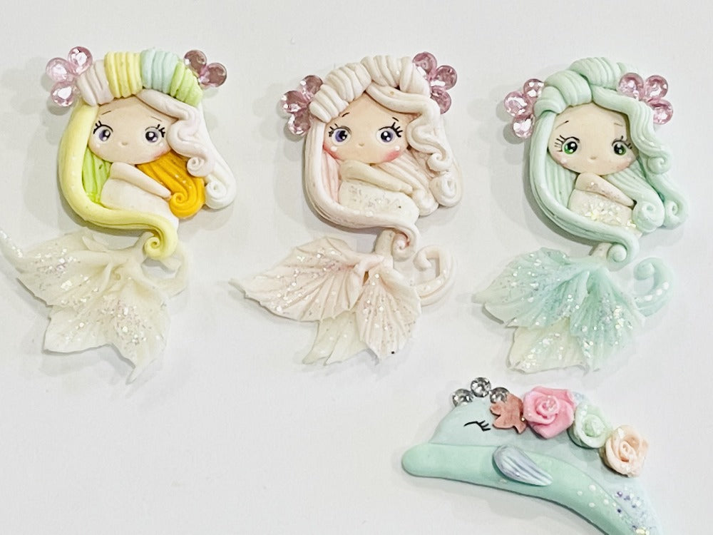 Mermaid Princesses Bow Clay Embellishments