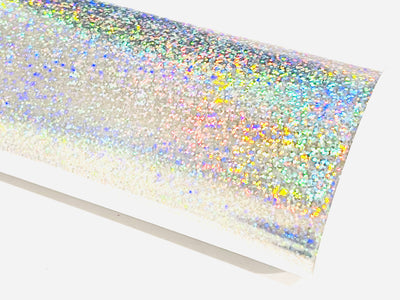 Rose Pink Sparkle Holographic Glitter Smooth Leatherette