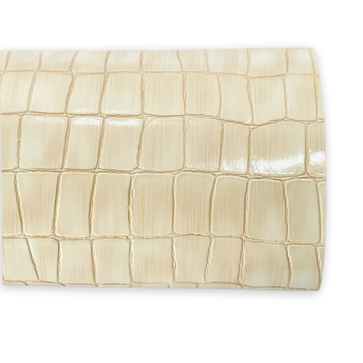 Imitation Faux Crocodile Embossed Leatherette - Cream