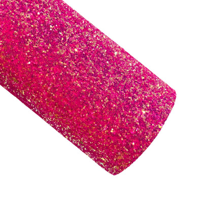 Hot Raspberry and Gold Chunky Glitter with Gold Reflective Flecks