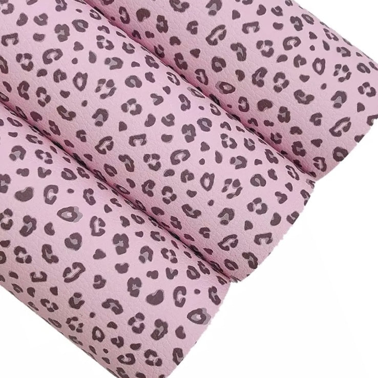 Pink Leopard Print Faux Leatherette Sheet