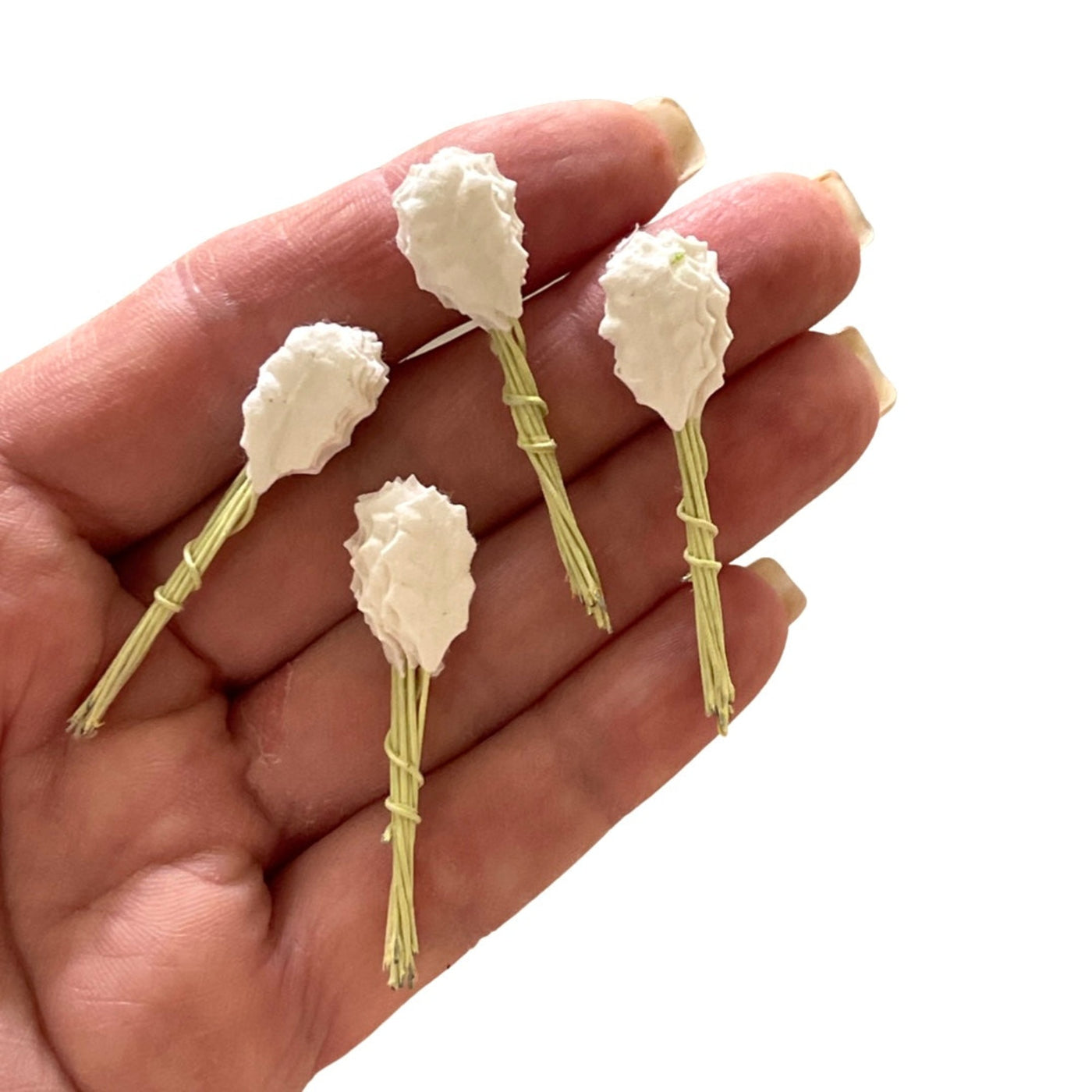 10 pcs Mulberry Paper Leaves -  Mini White Holly Leaves