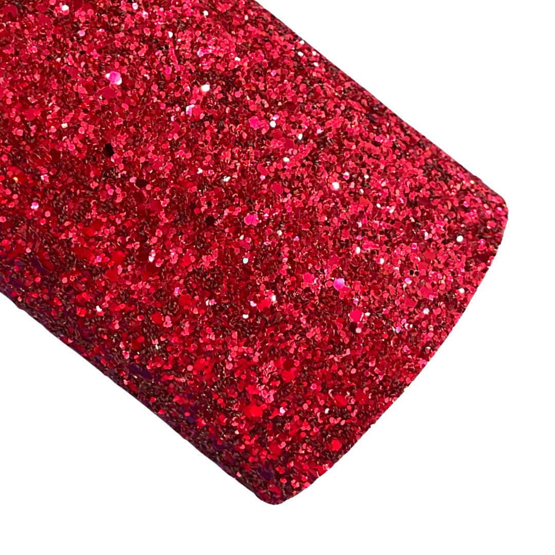 Ruby Red Chunky Glitter Fabric Sheet