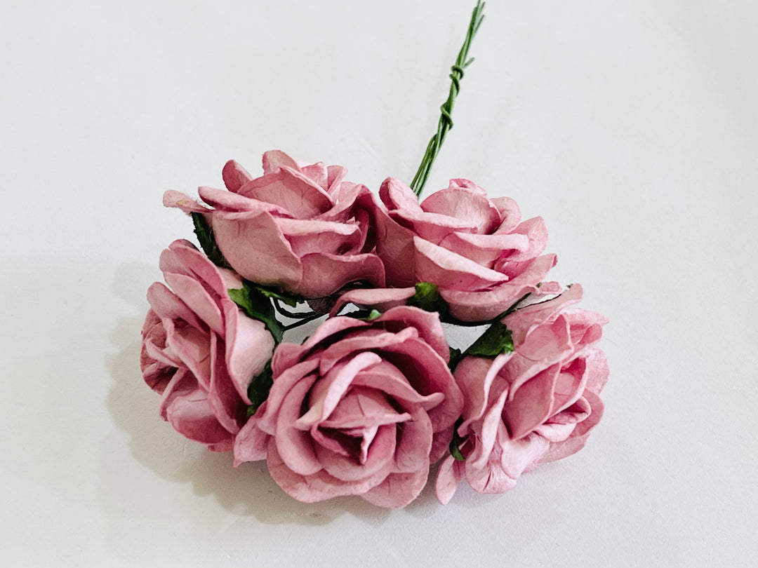 35mm Dusty Pink Mulberry Paper Roses - Lots of 5