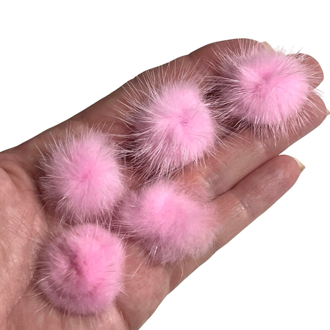 Baby Pink Faux Fur Balls - 5 pack
