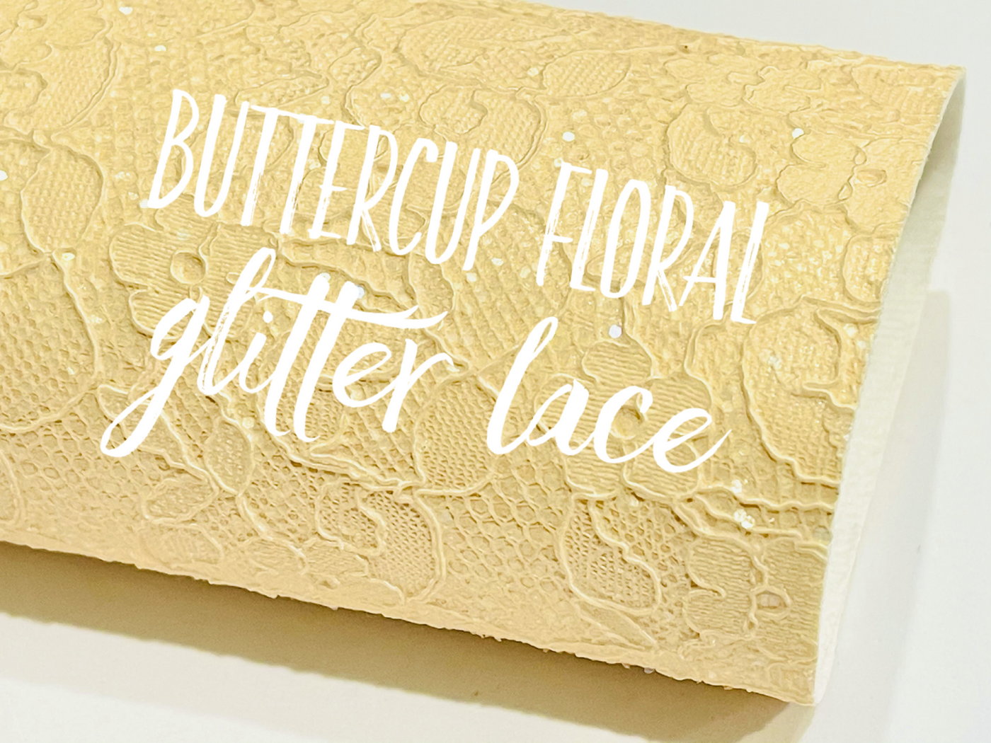 Buttercup Yellow Floral Glitter Lace Fabric Sheet