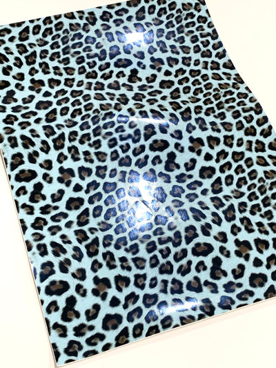 Leopard Tiger Print Vinyl Leatherette A4 Sheets - Blue