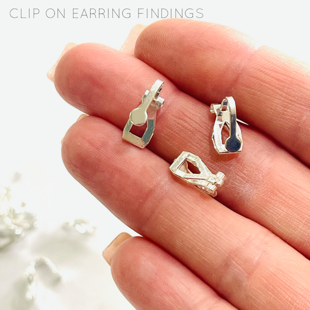 Silver Clip On Earring Findings 10pcs (5 pairs)
