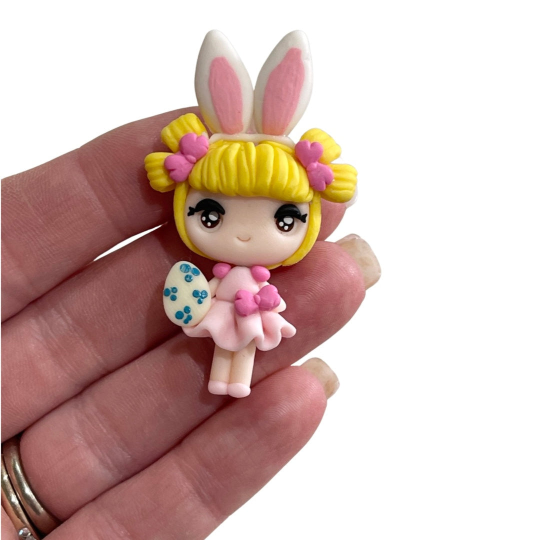 Easter Dressed Girl bow clays  - choice of 2 - Gorgeous Maker
