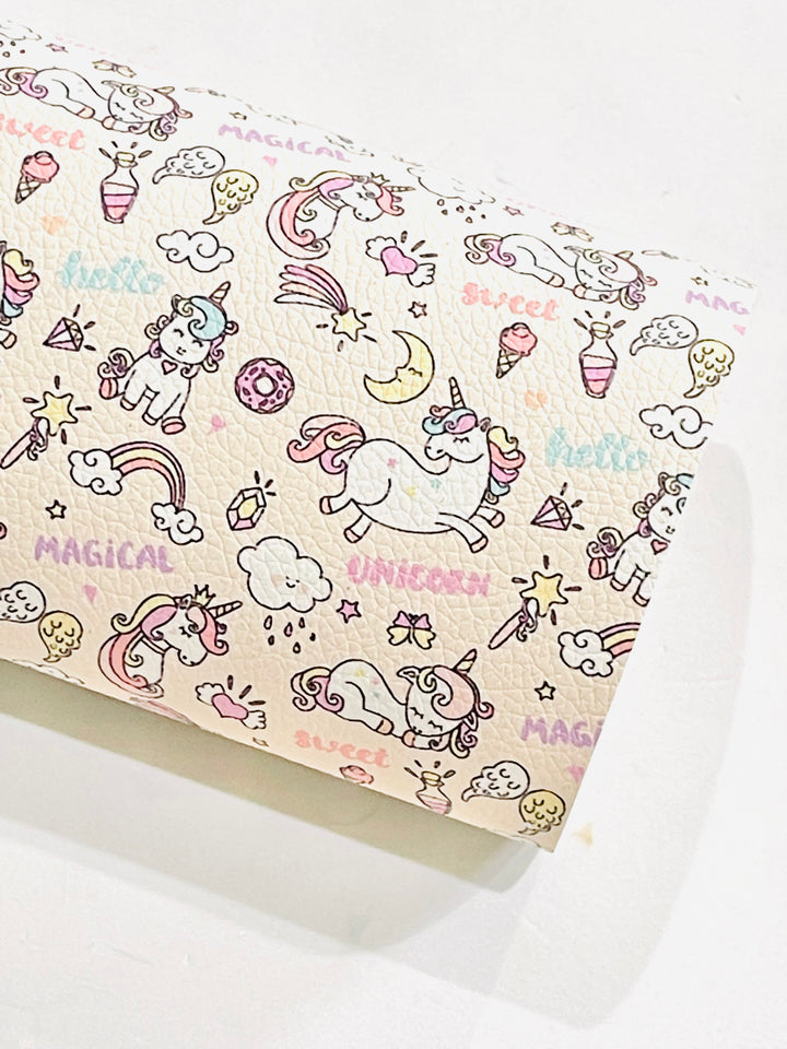 Unicorn Print Faux Leatherette Sheet