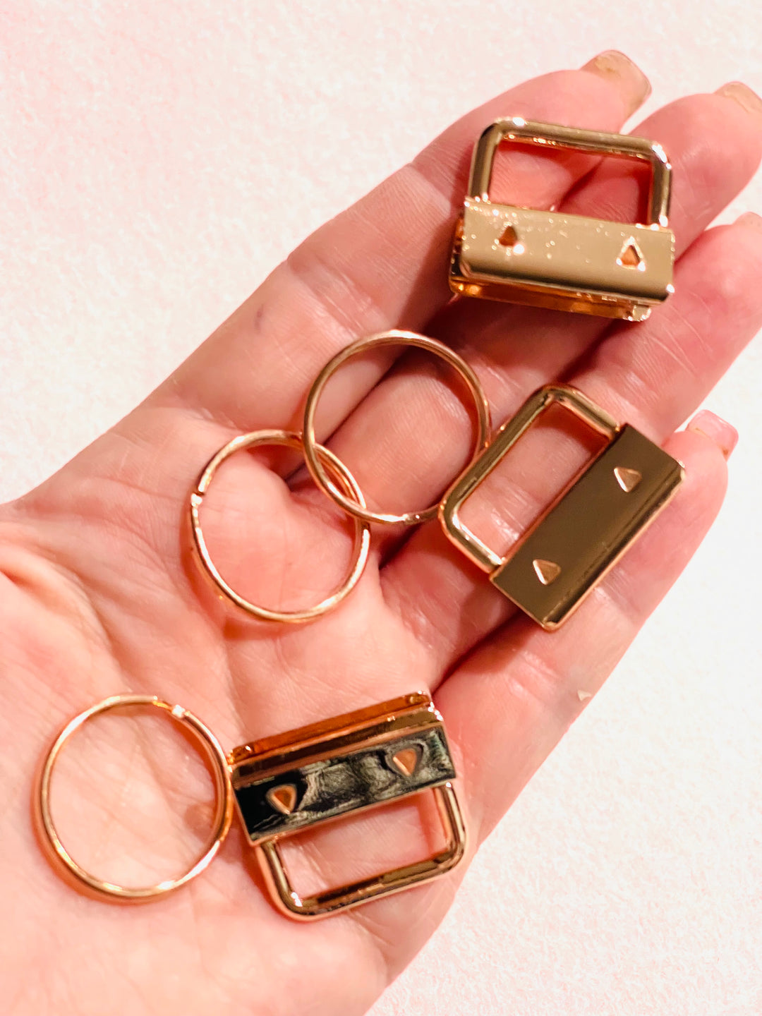 Matériel de porte-clés en or rose Porte-clés de 1 pouce (25 mm) avec anneau fendu de 25 mm