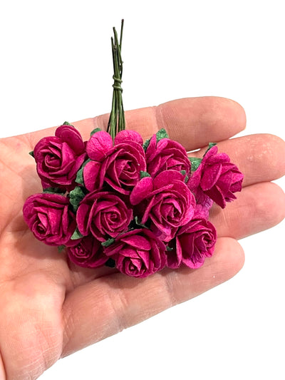 Burgundy Pink Mulberry Paper Roses - 10mm, 15mm, 20mm
