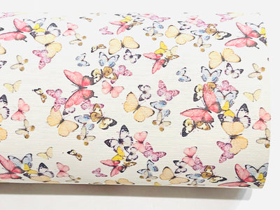 Butterflies Suede Fabric Sheet in Yellow and Pink