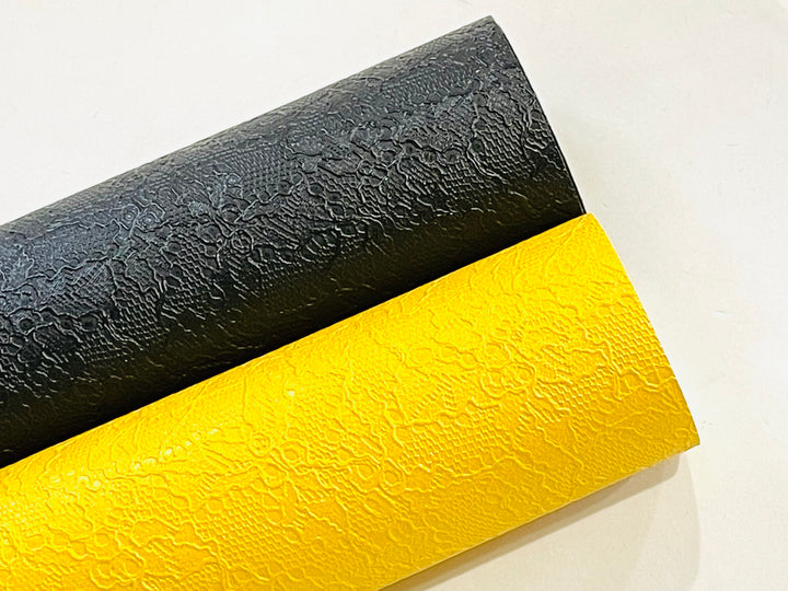 Embossed Black Lace Leatherette