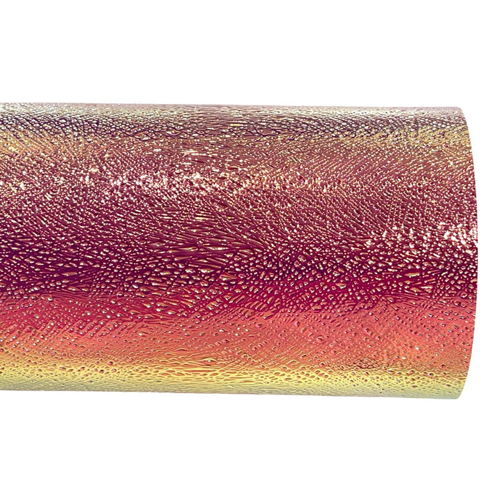 Holographic Peach Toffee Strands Faux Leatherette