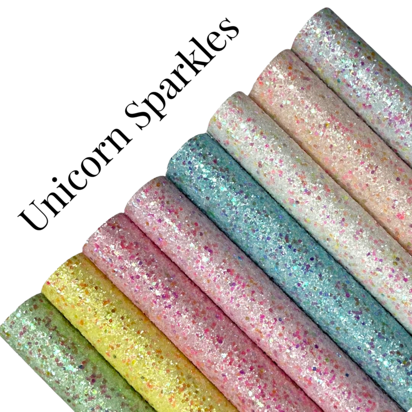 Unicorn Sparkles Chunky Glitter Leather Fabric 8 Sheet Bundle