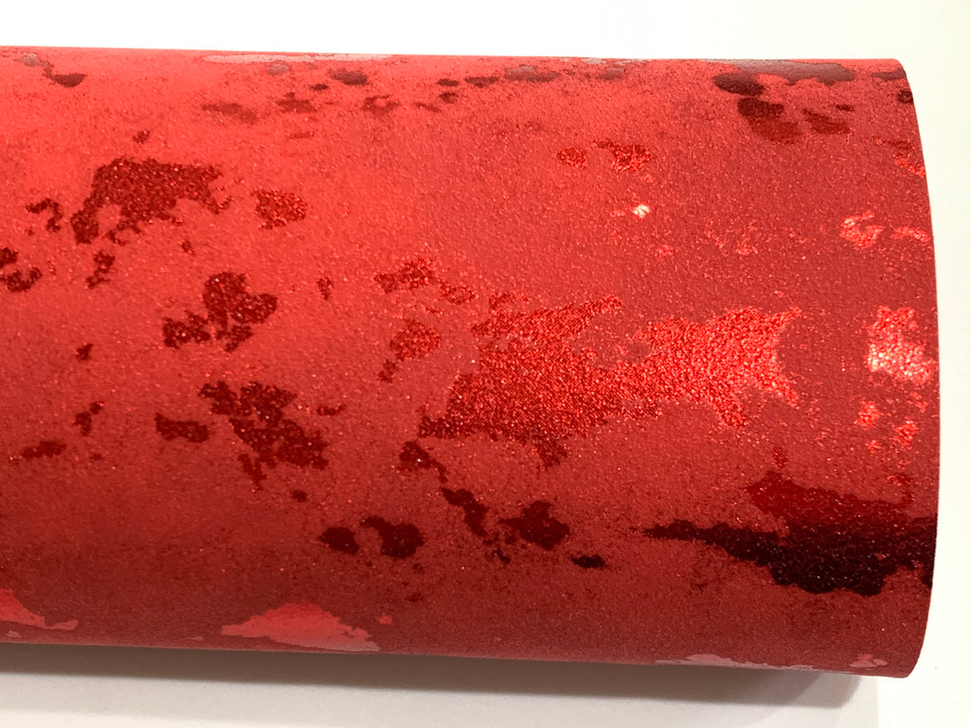 Similicuir rouge métallisé lisse 0,8 mm