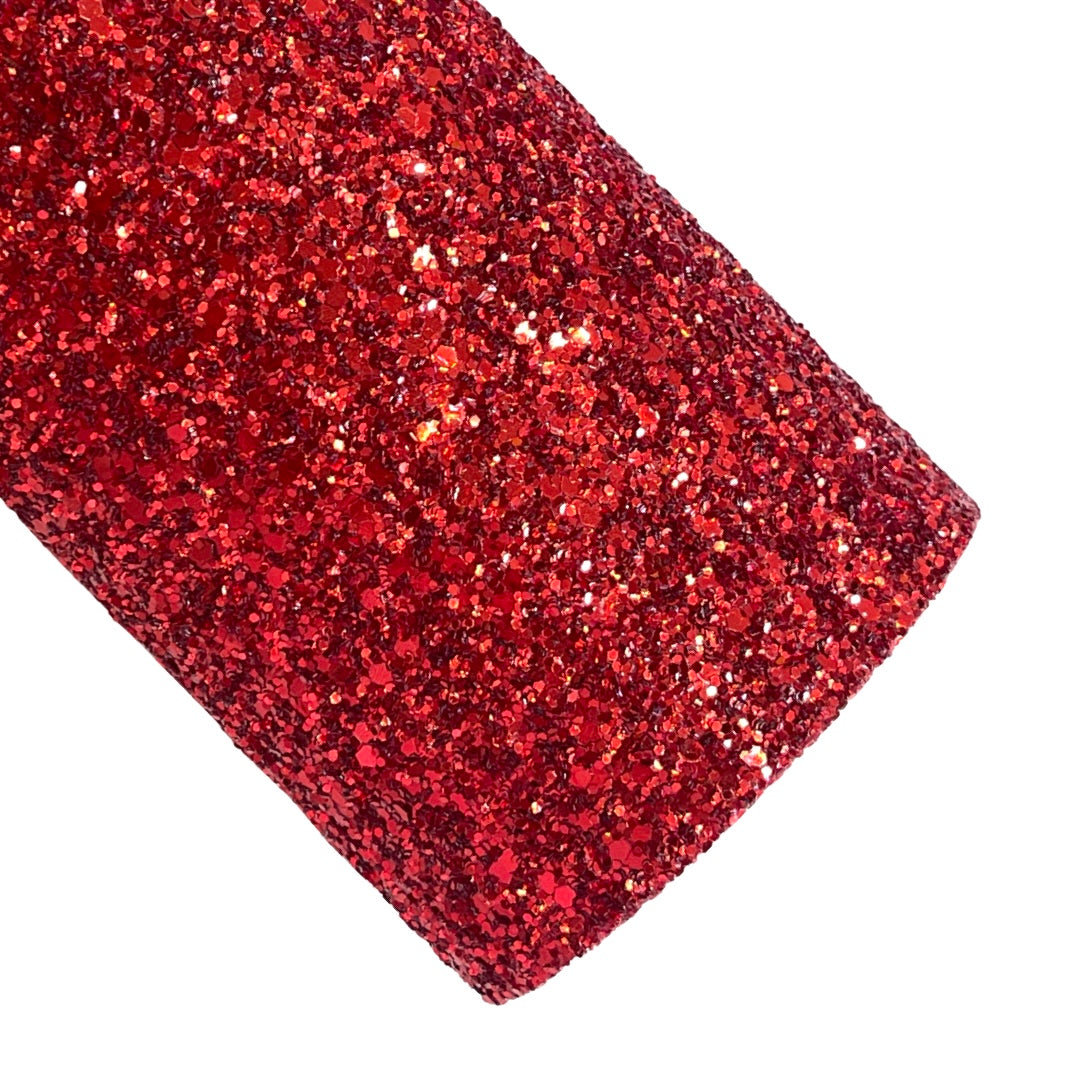 Jewel Red Chunky Glitter Leather - Paillettes feutrées de qualité supérieure