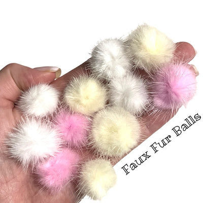 Baby Pink Faux Fur Balls - 5 pack