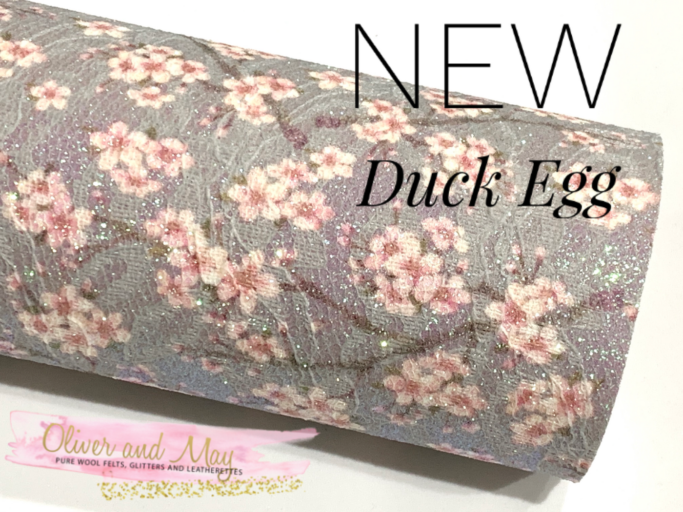 Floral Blossom Glitter Lace Fabric Sheet A3 A4 A5 - NEW Duck Egg Glitter Lace