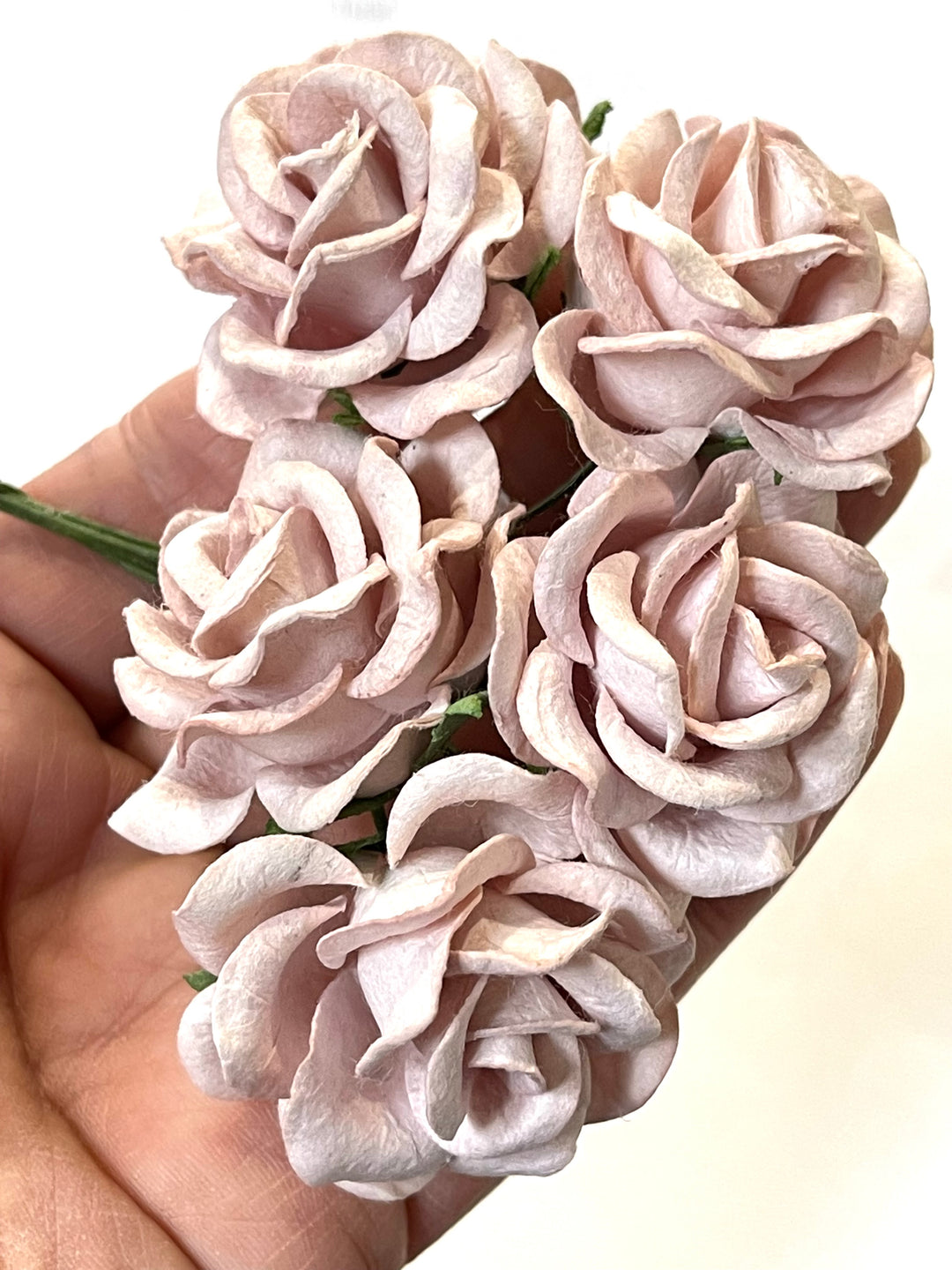 Roses en papier de mûrier cendré rose 35 mm - Lots de 5