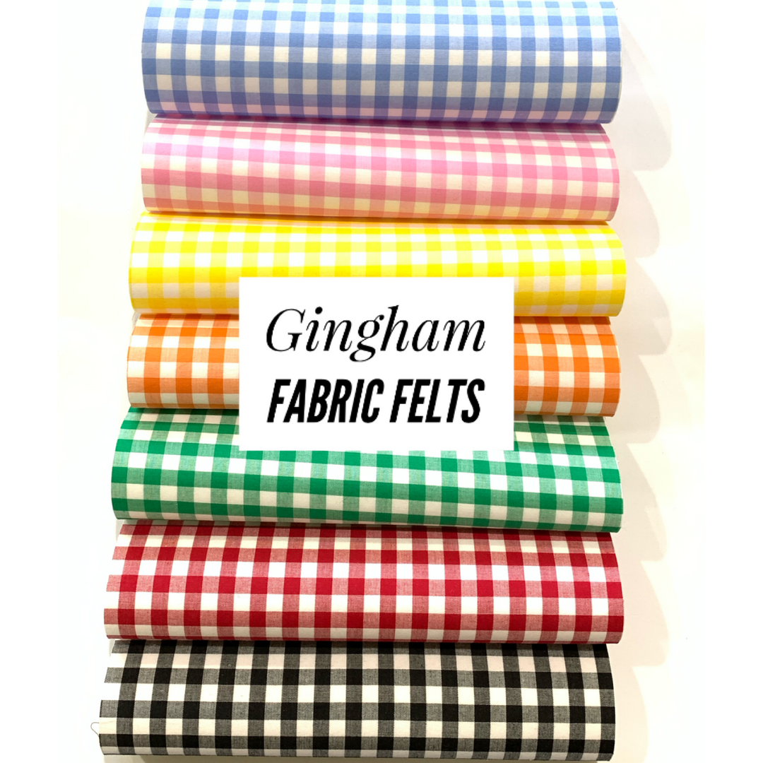Gingham Fabric Felt Sheets - Individually or 7 Sheet Bundle