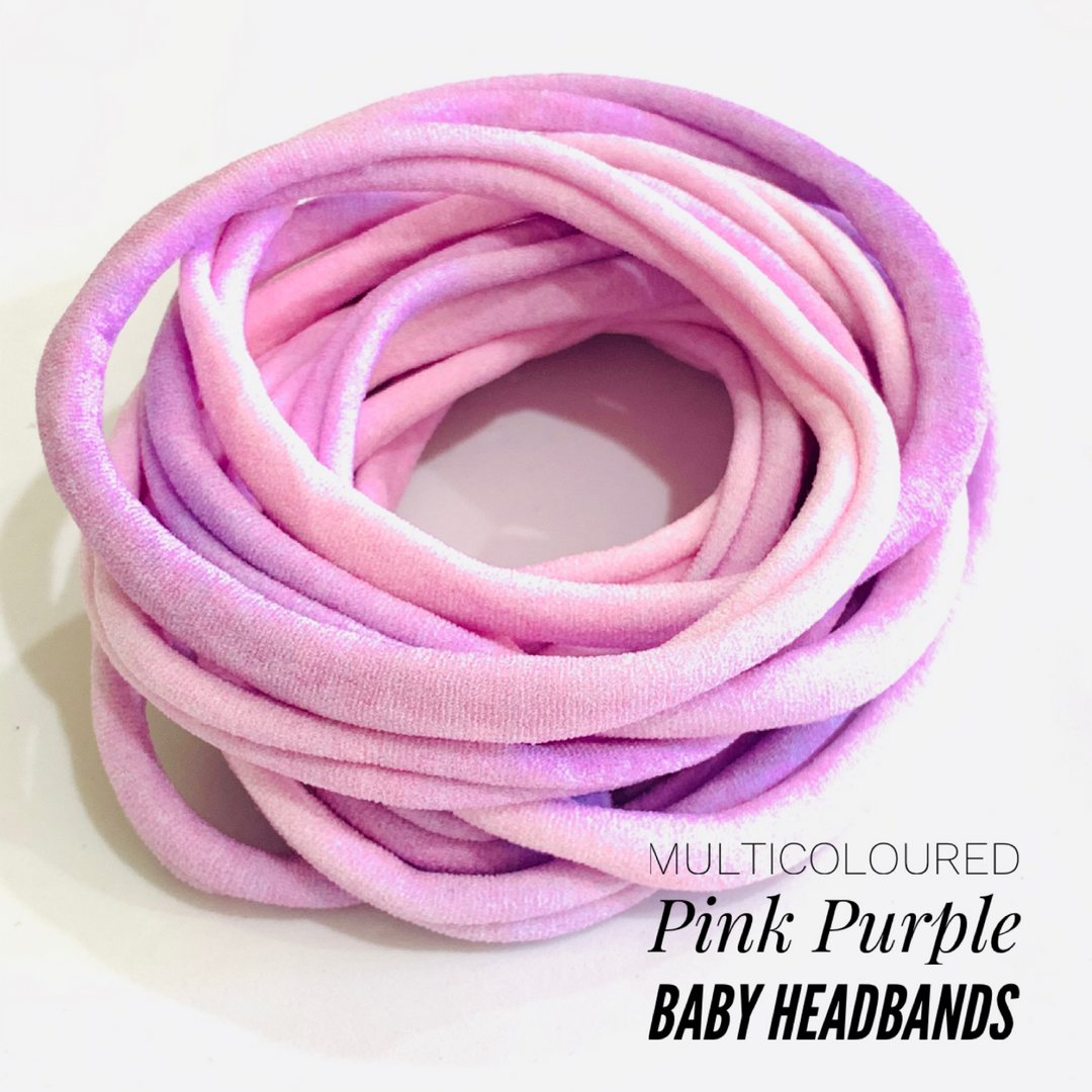 NEW Pink and Purple Mixed Colour Nylon Elastic Headbands | 5-6 mm | 26cm | Custom Colour