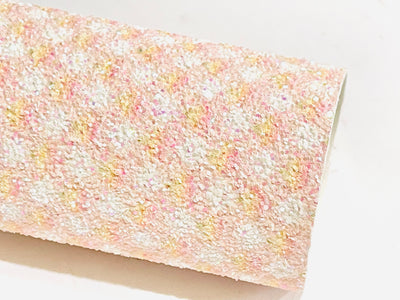 Pink and White Plaid Chunky Glitter Fabric Sheet