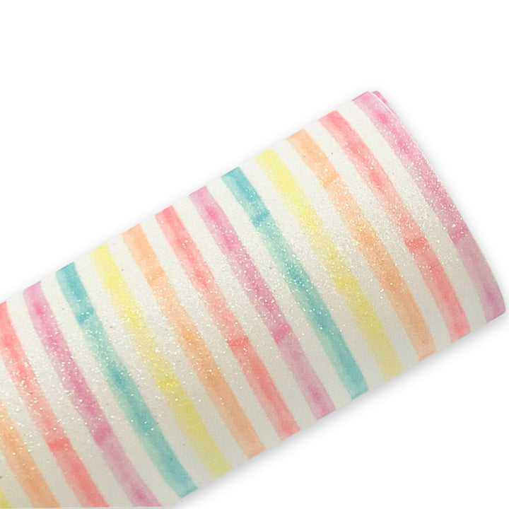 Feuilles de tissu à fines paillettes à rayures pastel