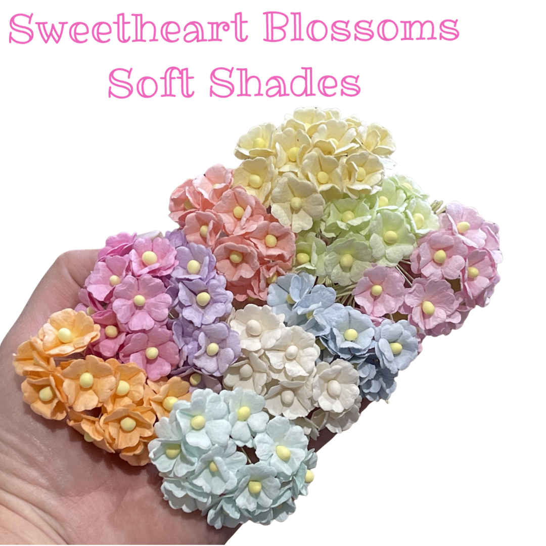 Bulk 100 pcs 2cm Sweetheart Blossoms - - Mulberry Paper Flowers - Soft Pastel Shades #2
