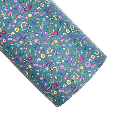 Enchanted Floral Leatherette - Locally Printed Faux Leather
