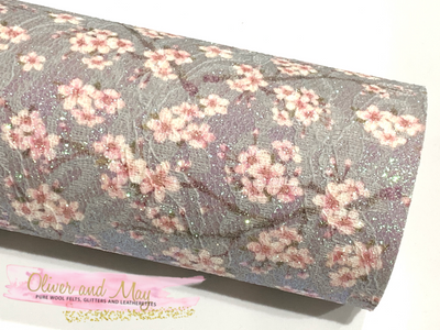 Floral Blossom Glitter Lace Fabric Sheet A3 A4 A5 - NEW Duck Egg Glitter Lace