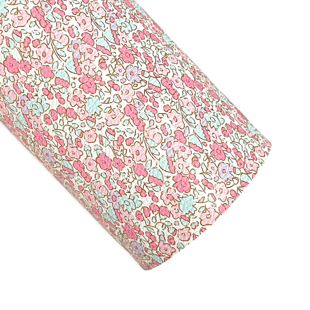 Ditsy Pink Floral Print Leatherette