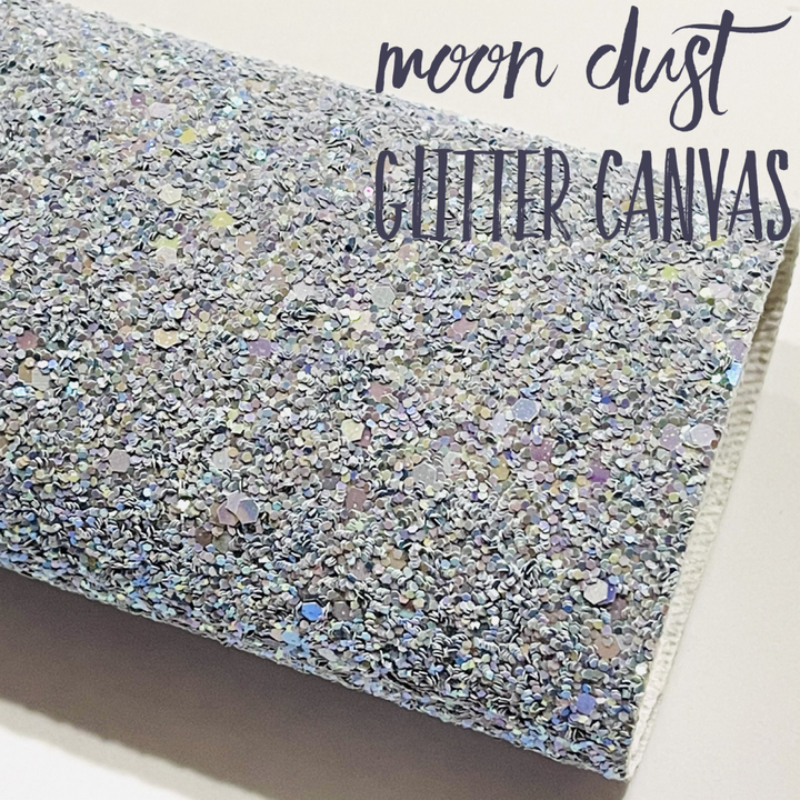 Pale Grey Chunky Glitter Canvas - Moon Dust