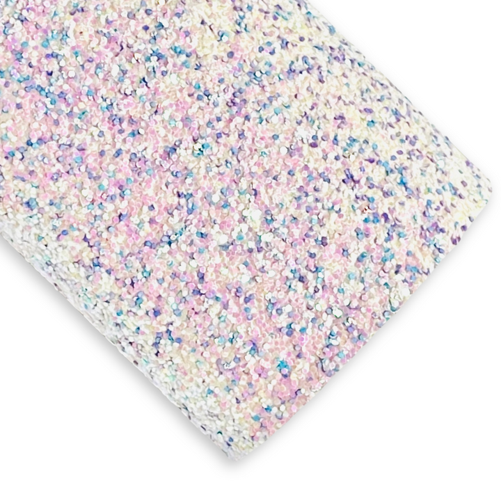 White Lilac Dreams Chunky Glitter Fabric
