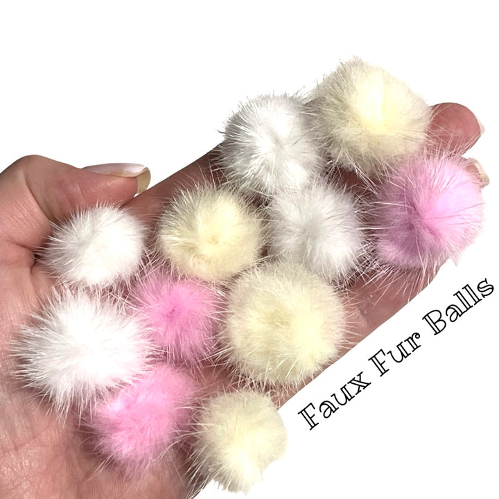 White Faux Fur Balls - 30mm