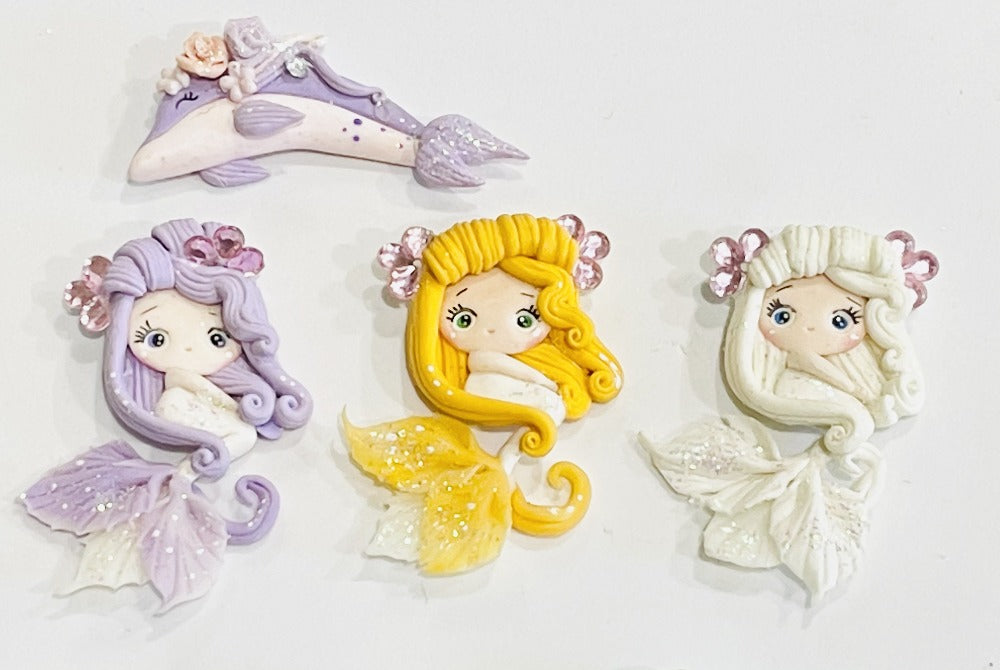 Mermaid Princesses Bow Clay Embellishments