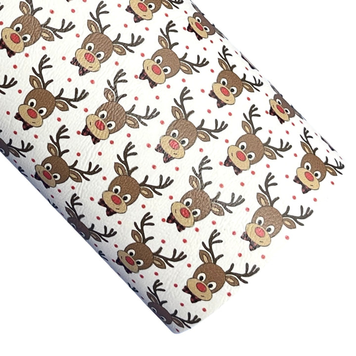 Rudolf Reindeer Leatherette - Locally Printed Faux Leather (A4 Sheet and Roll