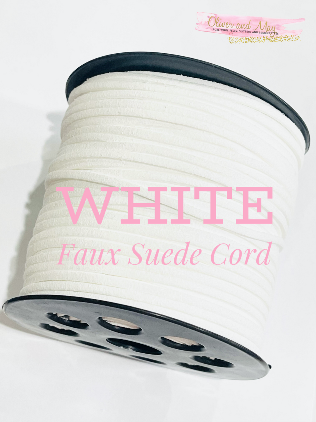 White Faux Suede Cord - 5m - White Suede Cord