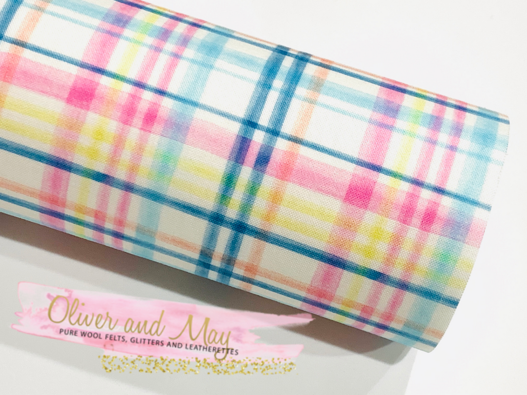 Pastel Plaid Fabric Felt Sheet