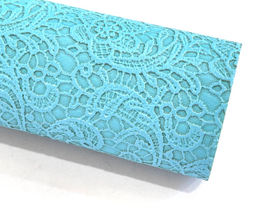 Turquoise Floral Lace Embossed Faux Leatherette