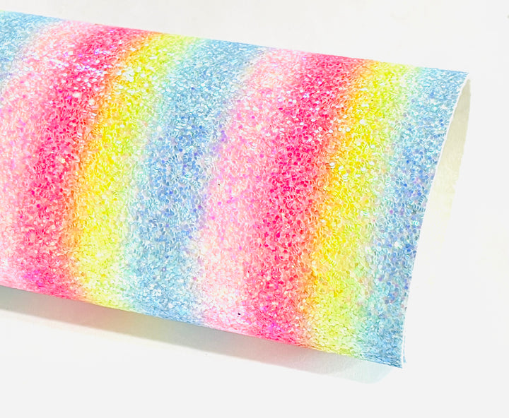 Rainbow Stripe Chunky Glitter Fabric Sheet