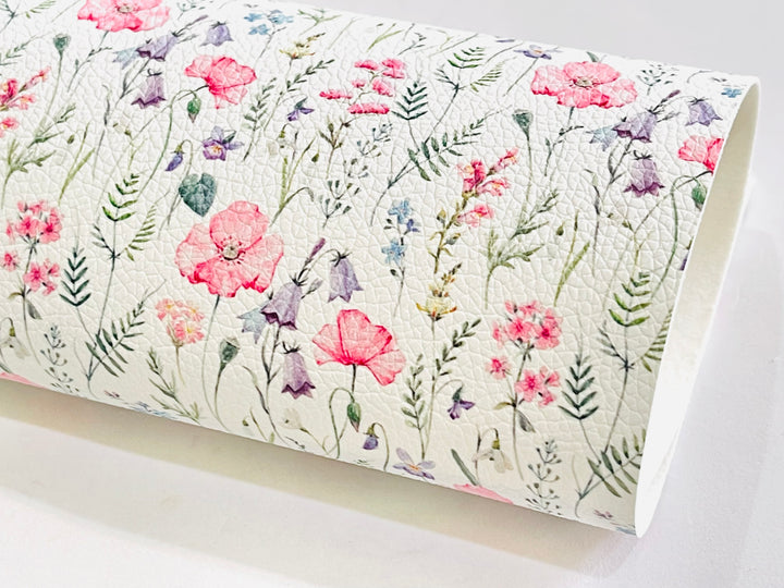 Floral Wildflowers Print Faux Leatherette